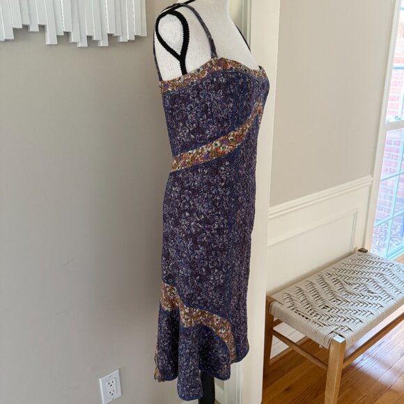 Vintage 90s Y2K Gregory Parkinson Purple Patchwork Quilt Midi Dress Size 8 - Picture 3 of 9